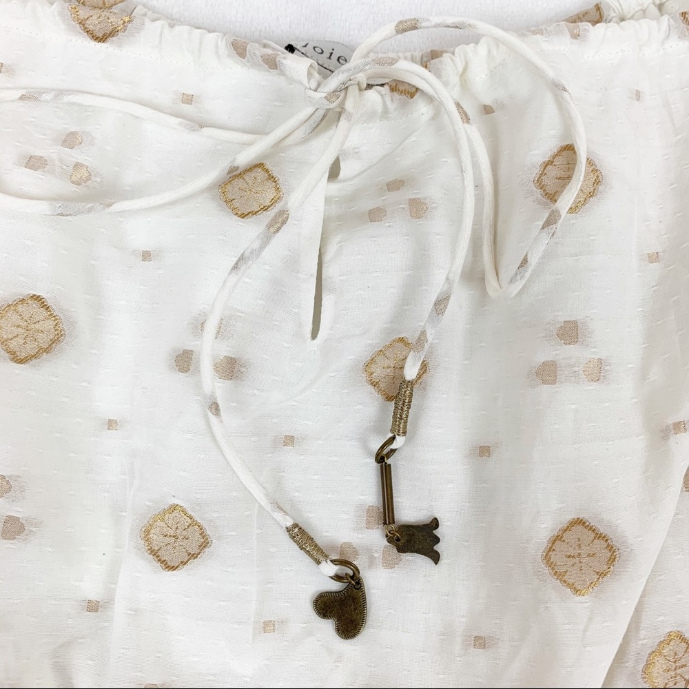 Joie Mianda Long Sleeve embroidered Dress square neck tassel - Picture 5 of 12